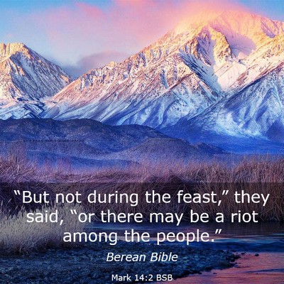 Picture 03 - Mark 14:2 BSB - “But not during the feast,” they said, “or - Bible Verse Picture