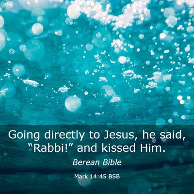 Picture 03 - Mark 14:45 BSB - Going directly to Jesus, he said, “Rabbi!” - Bible Verse Picture