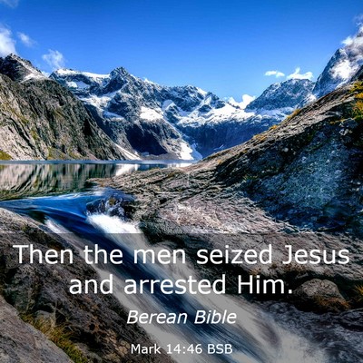 Picture 03 - Mark 14:46 BSB - Then the men seized Jesus and arrested - Bible Verse Picture