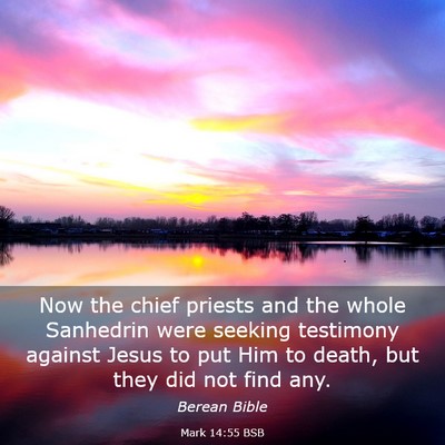 Picture 03 - Mark 14:55 BSB - Now the chief priests and the whole Sanhedrin - Bible Verse Picture