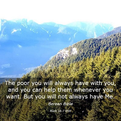 Picture 03 - Mark 14:7 BSB - The poor you will always have with you, and you - Bible Verse Picture