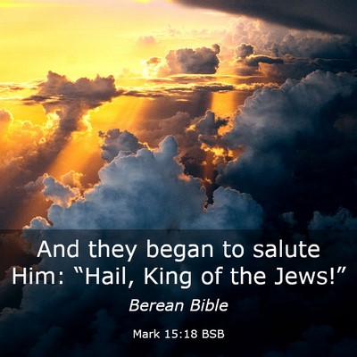 Picture 03 - Mark 15:18 BSB - And they began to salute Him: “Hail, King of - Bible Verse Picture