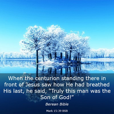 Picture 03 - Mark 15:39 BSB - When the centurion standing there in front of - Bible Verse Picture