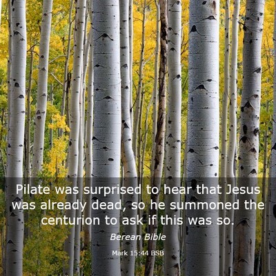 Picture 03 - Mark 15:44 BSB - Pilate was surprised to hear that Jesus was - Bible Verse Picture