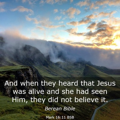 Picture 03 - Mark 16:11 BSB - And when they heard that Jesus was alive and she - Bible Verse Picture