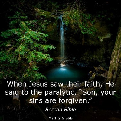 Picture 03 - Mark 2:5 BSB - When Jesus saw their faith, He said to the - Bible Verse Picture