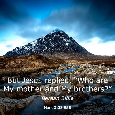 Picture 03 - Mark 3:33 BSB - But Jesus replied, “Who are My mother and My - Bible Verse Picture