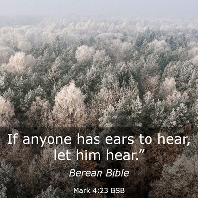Picture 03 - Mark 4:23 BSB - If anyone has ears to hear, let him - Bible Verse Picture