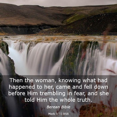 Picture 03 - Mark 5:33 BSB - Then the woman, knowing what had happened to her, - Bible Verse Picture