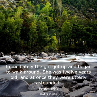 Picture 03 - Mark 5:42 BSB - Immediately the girl got up and began to walk - Bible Verse Picture