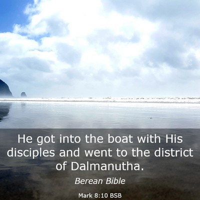 Picture 03 - Mark 8:10 BSB - He got into the boat with His disciples and went - Bible Verse Picture