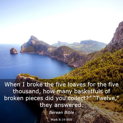 Picture 03 - Mark 8:19 BSB - When I broke the five loaves for the five - Bible Verse Picture