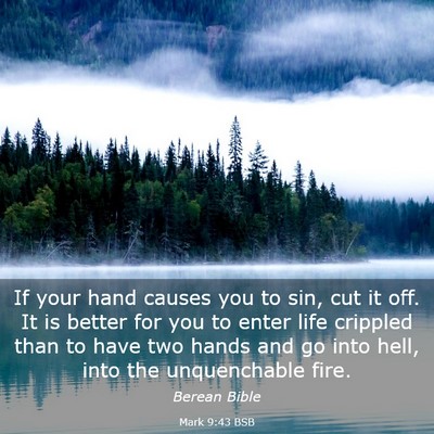 Picture 03 - Mark 9:43 BSB - If your hand causes you to sin, cut it off. It is - Bible Verse Picture