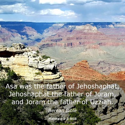 Picture 03 - Matthew 1:8 BSB - Asa was the father of Jehoshaphat, Jehoshaphat - Bible Verse Picture
