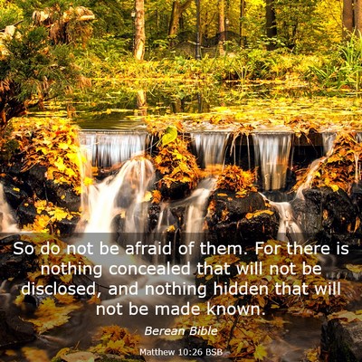 Picture 03 - Matthew 10:26 BSB - So do not be afraid of them. For there is nothing - Bible Verse Picture