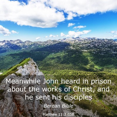 Picture 03 - Matthew 11:2 BSB - Meanwhile John heard in prison about the works of - Bible Verse Picture