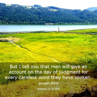 Picture 03 - Matthew 12:36 BSB - But I tell you that men will give an account on - Bible Verse Picture