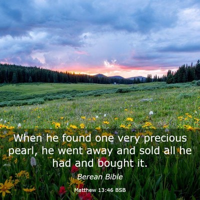 Picture 03 - Matthew 13:46 BSB - When he found one very precious pearl, he went - Bible Verse Picture