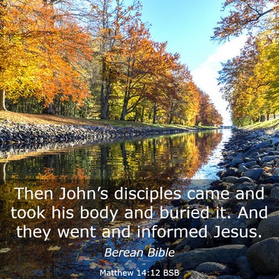 Picture 03 - Matthew 14:12 BSB - Then John’s disciples came and took his body - Bible Verse Picture