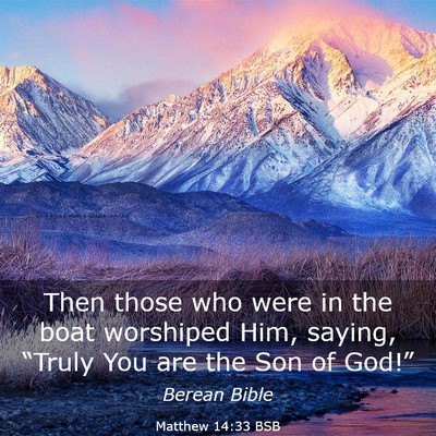 Picture 03 - Matthew 14:33 BSB - Then those who were in the boat worshiped Him, - Bible Verse Picture