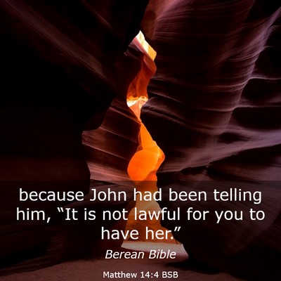 Picture 03 - Matthew 14:4 BSB - because John had been telling him, “It is not - Bible Verse Picture