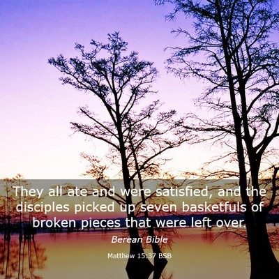 Picture 03 - Matthew 15:37 BSB - They all ate and were satisfied, and the - Bible Verse Picture