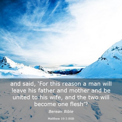 Picture 03 - Matthew 19:5 BSB - and said, ‘For this reason a man will leave his - Bible Verse Picture