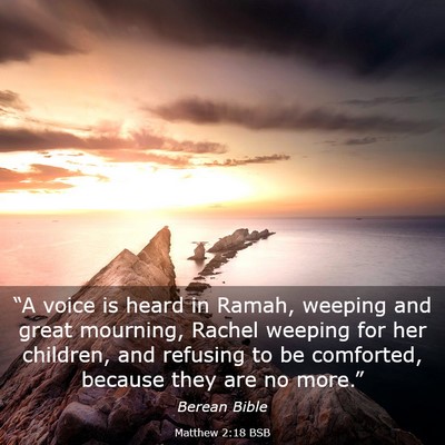 Picture 03 - Matthew 2:18 BSB - “A voice is heard in Ramah, weeping and great - Bible Verse Picture