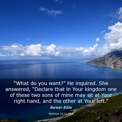 Picture 03 - Matthew 20:21 BSB - “What do you want?” He inquired. She - Bible Verse Picture