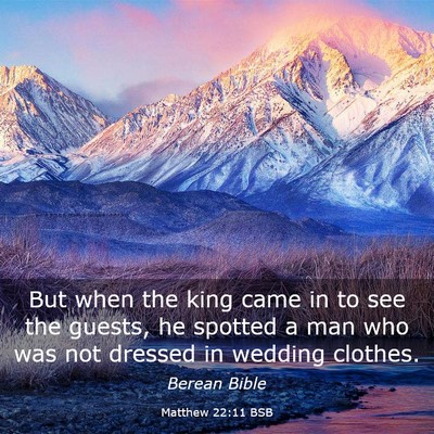 Picture 03 - Matthew 22:11 BSB - But when the king came in to see the guests, he - Bible Verse Picture