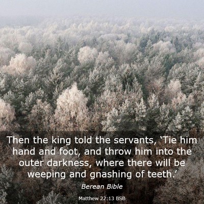 Picture 03 - Matthew 22:13 BSB - Then the king told the servants, ‘Tie him hand - Bible Verse Picture