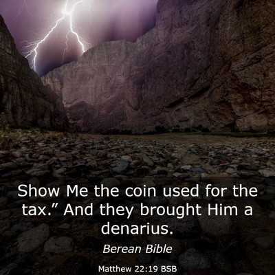 Picture 03 - Matthew 22:19 BSB - Show Me the coin used for the tax.” And they - Bible Verse Picture