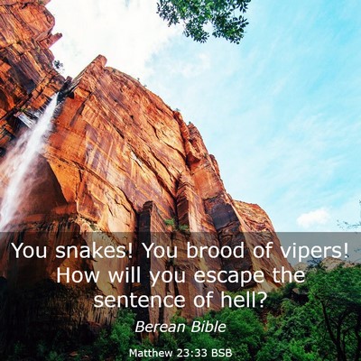 Picture 03 - Matthew 23:33 BSB - You snakes! You brood of vipers! How will you - Bible Verse Picture