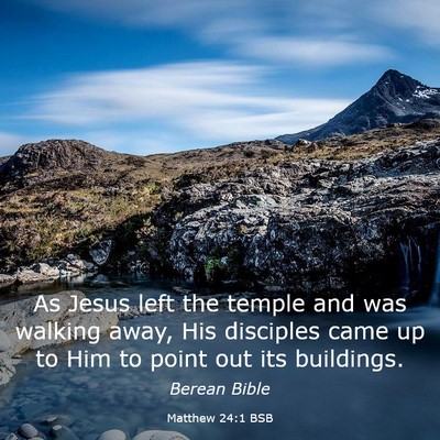Picture 03 - Matthew 24:1 BSB - As Jesus left the temple and was walking away, - Bible Verse Picture