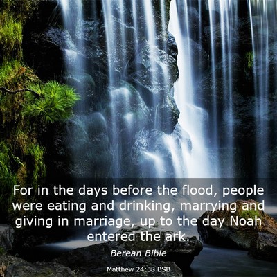 Picture 03 - Matthew 24:38 BSB - For in the days before the flood, people were - Bible Verse Picture