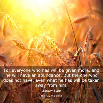 Picture 03 - Matthew 25:29 BSB - For everyone who has will be given more, and he - Bible Verse Picture