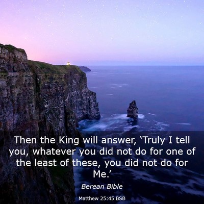 Picture 03 - Matthew 25:45 BSB - Then the King will answer, ‘Truly I tell you, - Bible Verse Picture