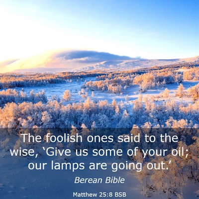 Picture 03 - Matthew 25:8 BSB - The foolish ones said to the wise, ‘Give us - Bible Verse Picture