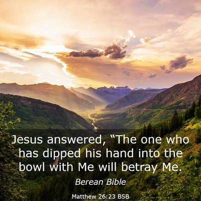 Picture 03 - Matthew 26:23 BSB - Jesus answered, “The one who has dipped his - Bible Verse Picture