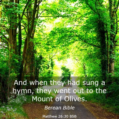 Picture 03 - Matthew 26:30 BSB - And when they had sung a hymn, they went out to - Bible Verse Picture