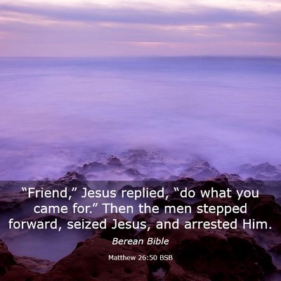 Picture 03 - Matthew 26:50 BSB - “Friend,” Jesus replied, “do what you came - Bible Verse Picture