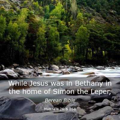 Picture 03 - Matthew 26:6 BSB - While Jesus was in Bethany in the home of Simon - Bible Verse Picture