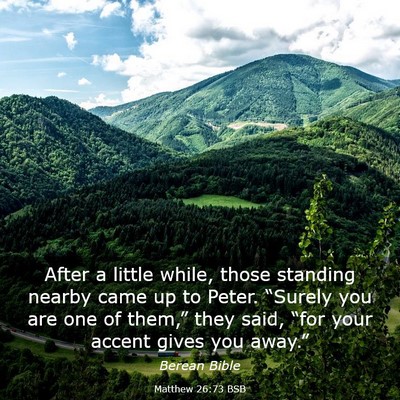 Picture 03 - Matthew 26:73 BSB - After a little while, those standing nearby came - Bible Verse Picture