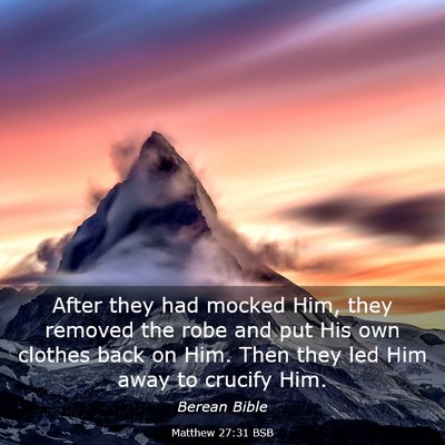 Picture 03 - Matthew 27:31 BSB - After they had mocked Him, they removed the robe - Bible Verse Picture