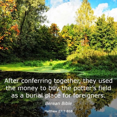 Picture 03 - Matthew 27:7 BSB - After conferring together, they used the money to - Bible Verse Picture