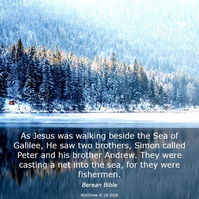 Picture 03 - Matthew 4:18 BSB - As Jesus was walking beside the Sea of Galilee, - Bible Verse Picture