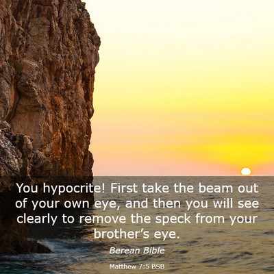Picture 03 - Matthew 7:5 BSB - You hypocrite! First take the beam out of your - Bible Verse Picture