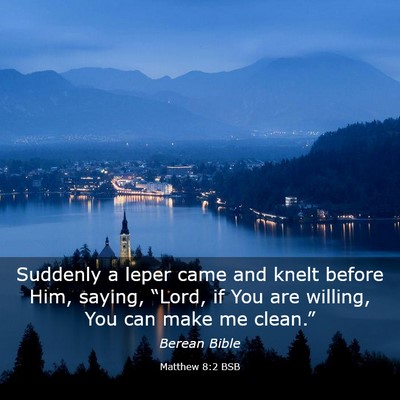 Picture 03 - Matthew 8:2 BSB - Suddenly a leper came and knelt before Him, - Bible Verse Picture