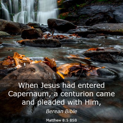 Picture 03 - Matthew 8:5 BSB - When Jesus had entered Capernaum, a centurion - Bible Verse Picture