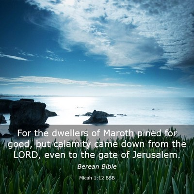 Picture 03 - Micah 1:12 BSB - For the dwellers of Maroth pined for good, but - Bible Verse Picture